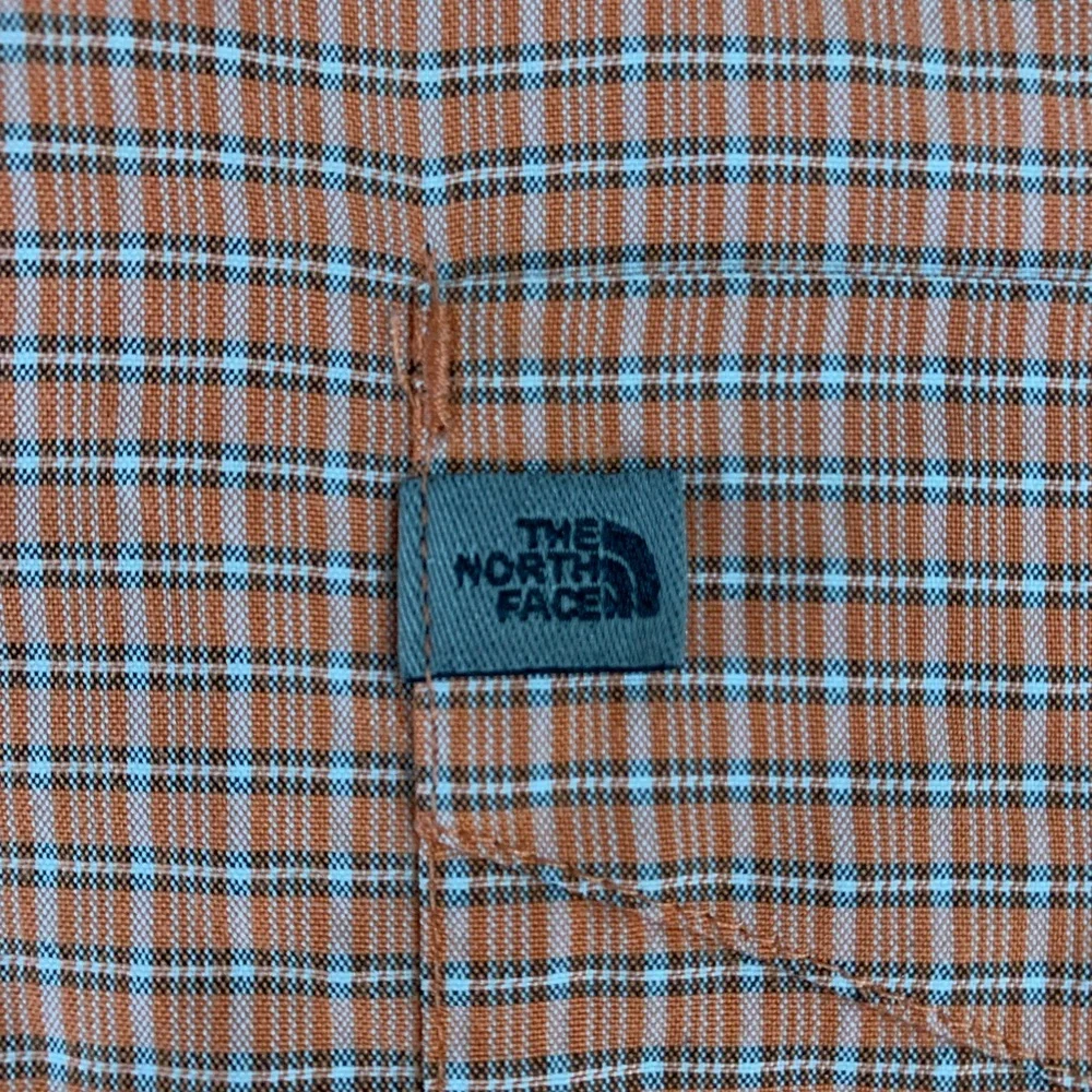 The North Face Shirt Mens XL Orange Short‎ Sleeve Performance Stretch Button